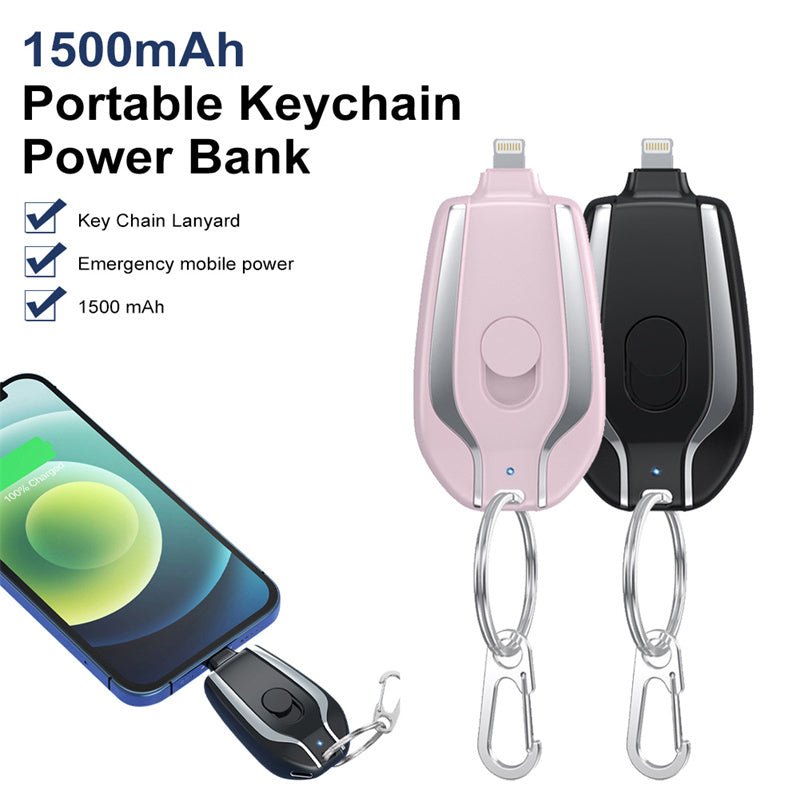 1500mAh Mini Power Emergency Pod Keychain Charger With Type-C Ultra-Compact Mini Battery Pack Fast Charging Backup Power Bank - DanCan LLC